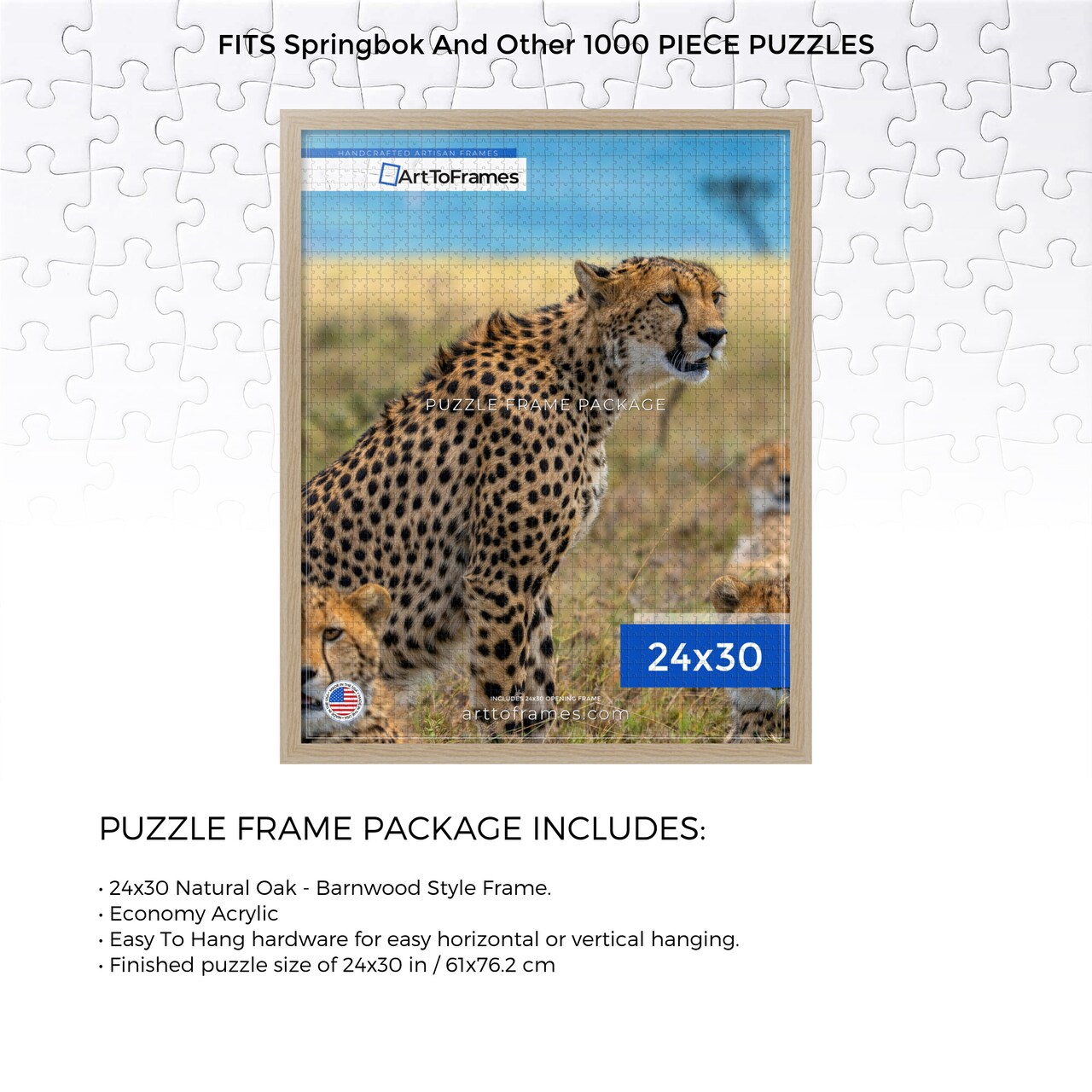 ArtToFrames 24x30 INCH / 61x76.2 CM Puzzle Frame for 1000 piece Puzzles.This 1.25 Inch Custom MDF Frame for Puzzles Comes with Economy Acrylic, Available in Multiple Colors